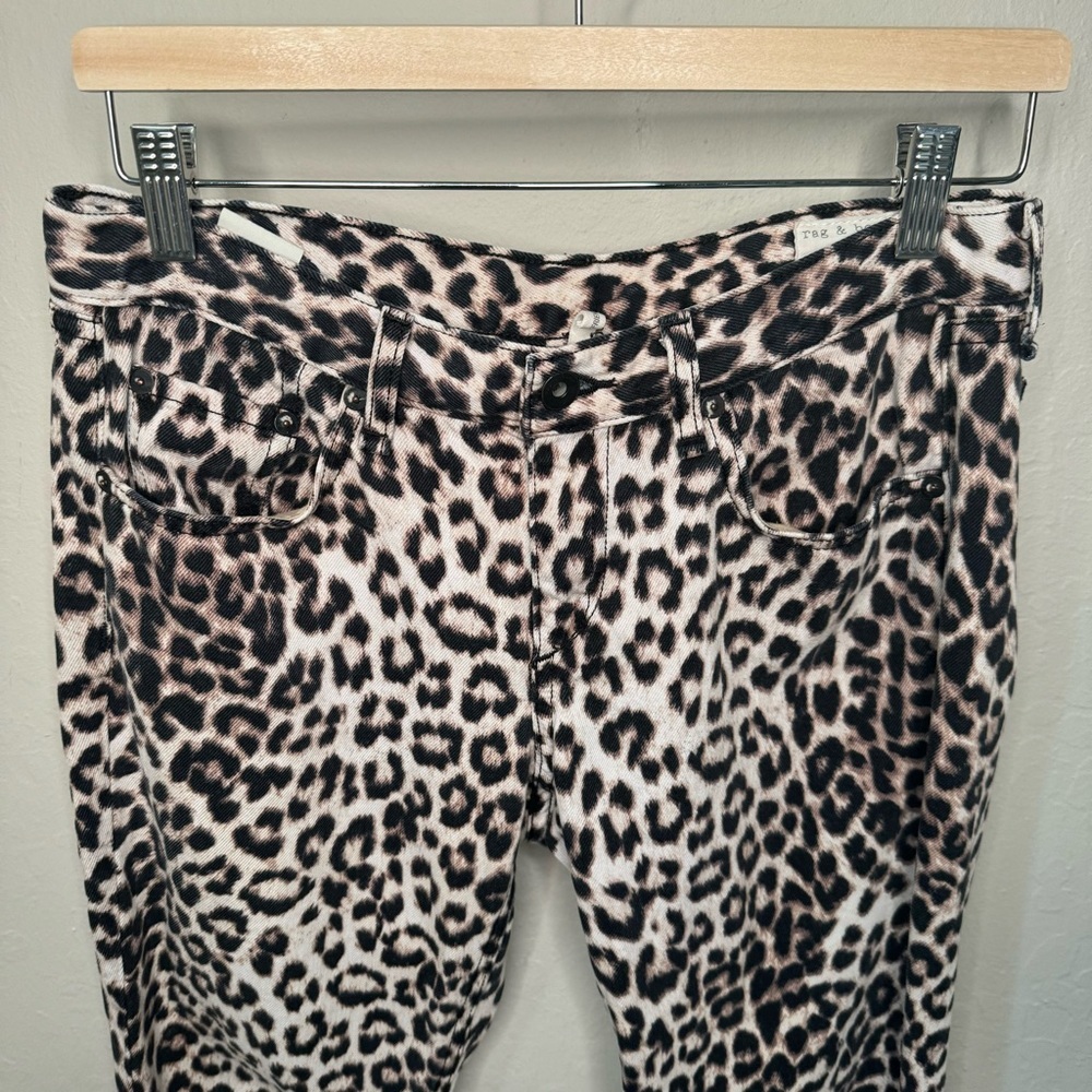 RAG & BONE Boyfriend Jeans Snow Leopard Print Mid-Rise Loose Fit Ankle Denim 27 - Picture 7 of 13